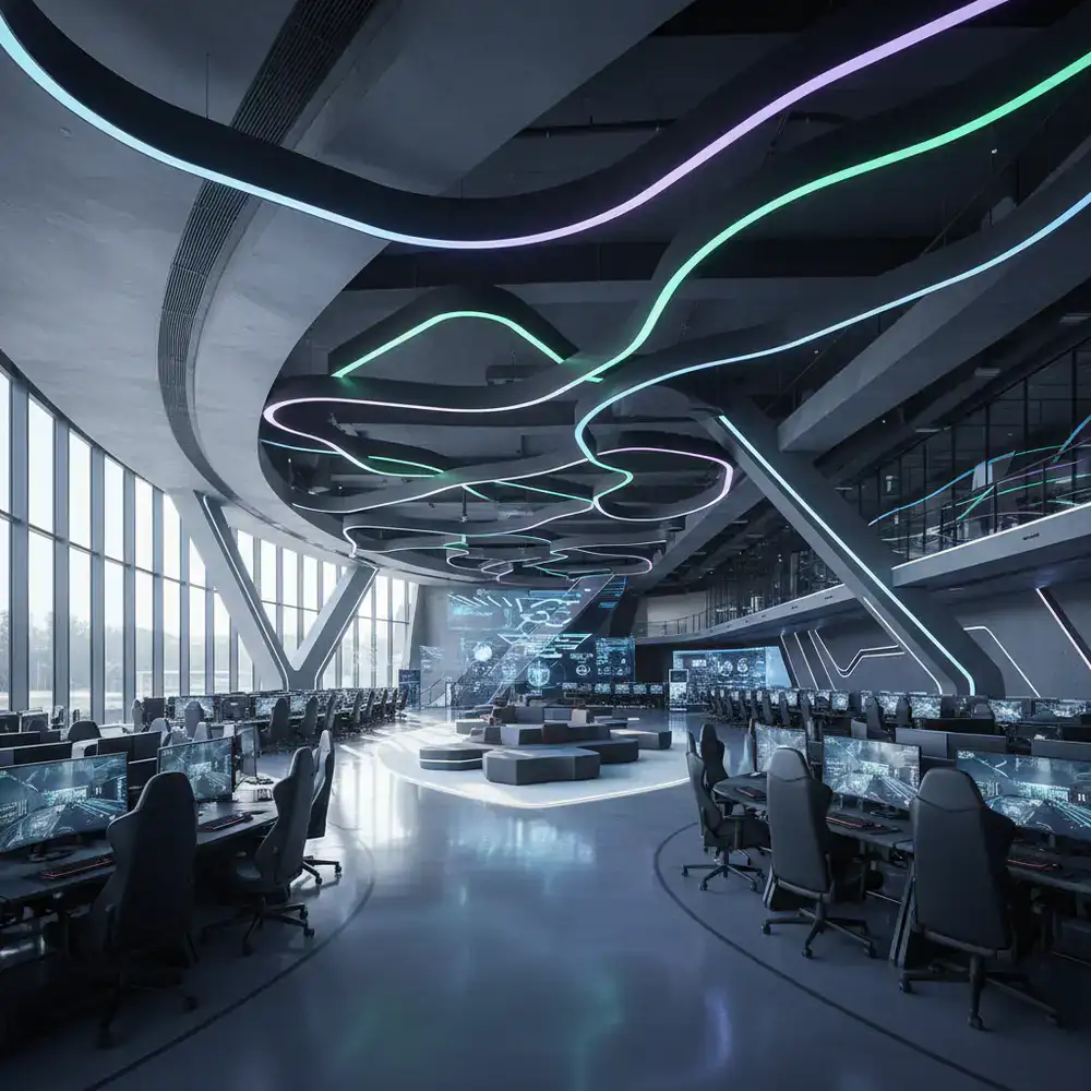 Modern gaming floor architectural design and lighting
